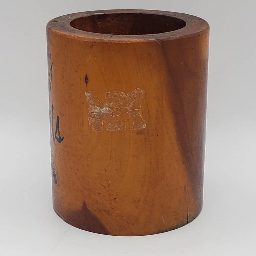 Wooden Pencil Holder Wood Cup Souvenir Great Smoky Mts Tennesse - MCM 60s/70s